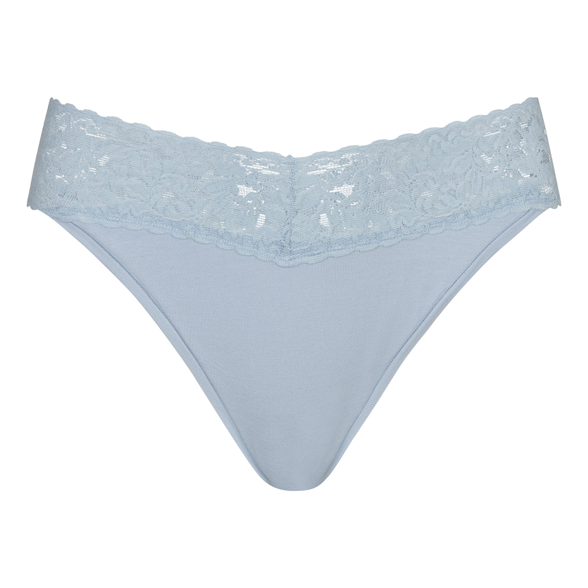 lace thong front product photo in the color powder blue