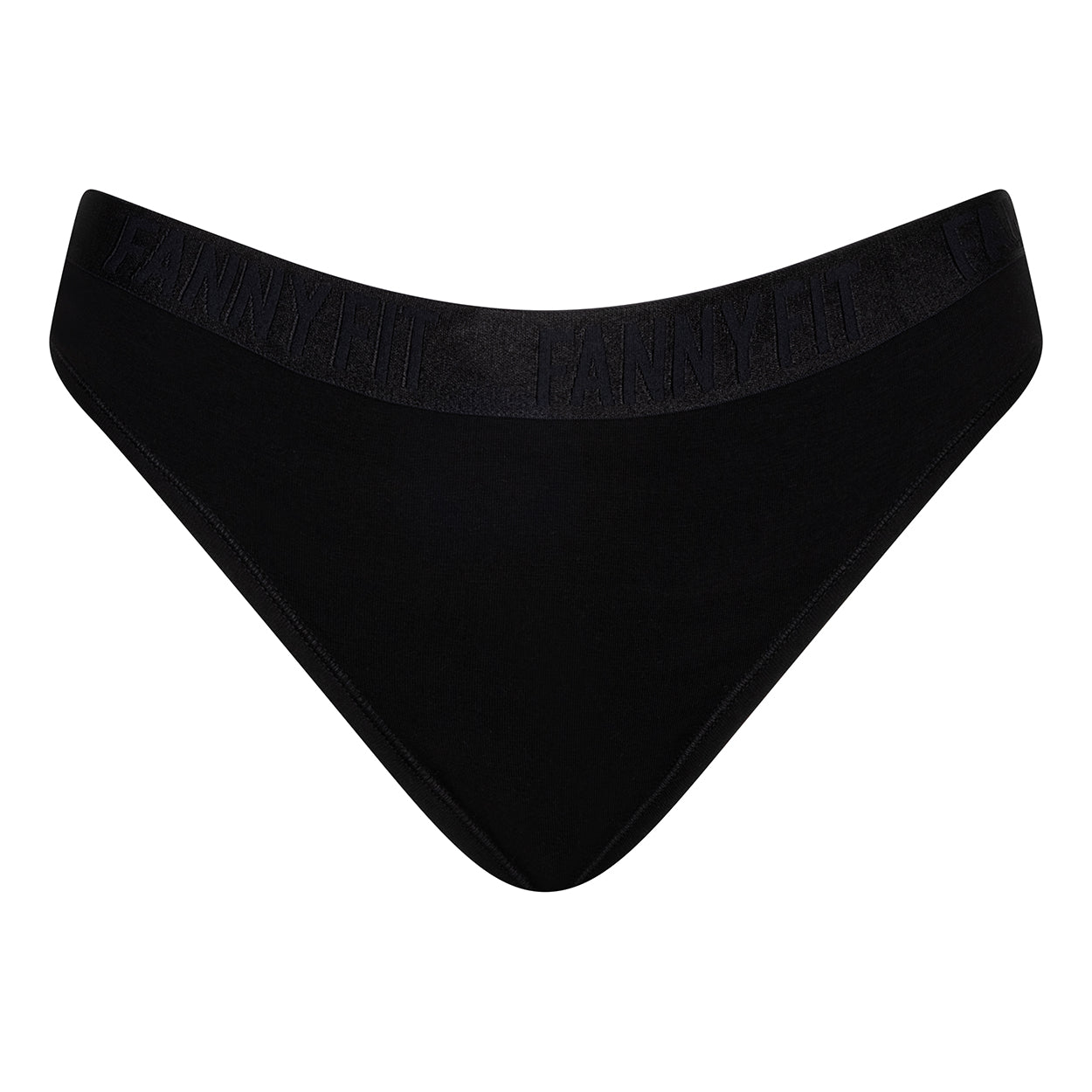sporty and nocameltoe thong front product photo in the color black