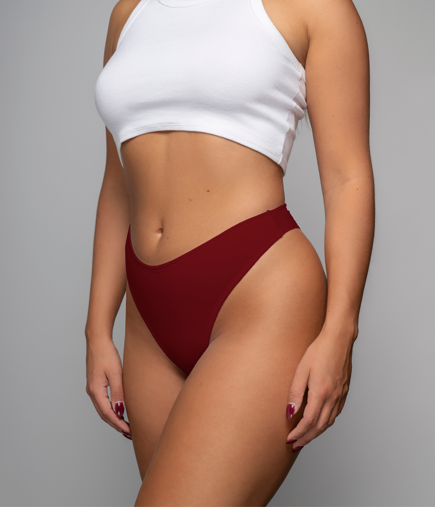 classic thong in the color dark red