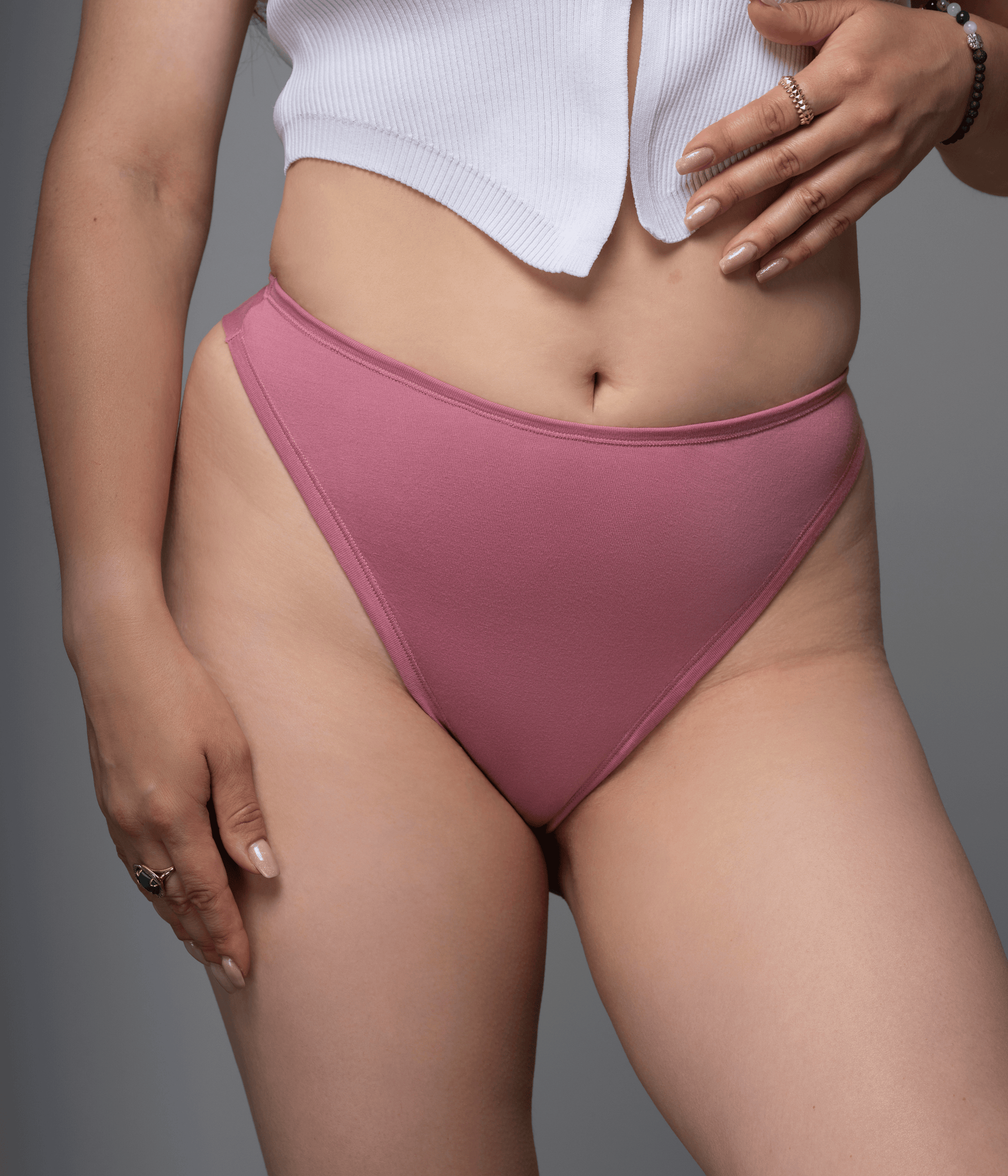 classic high waist in color: mauve pink