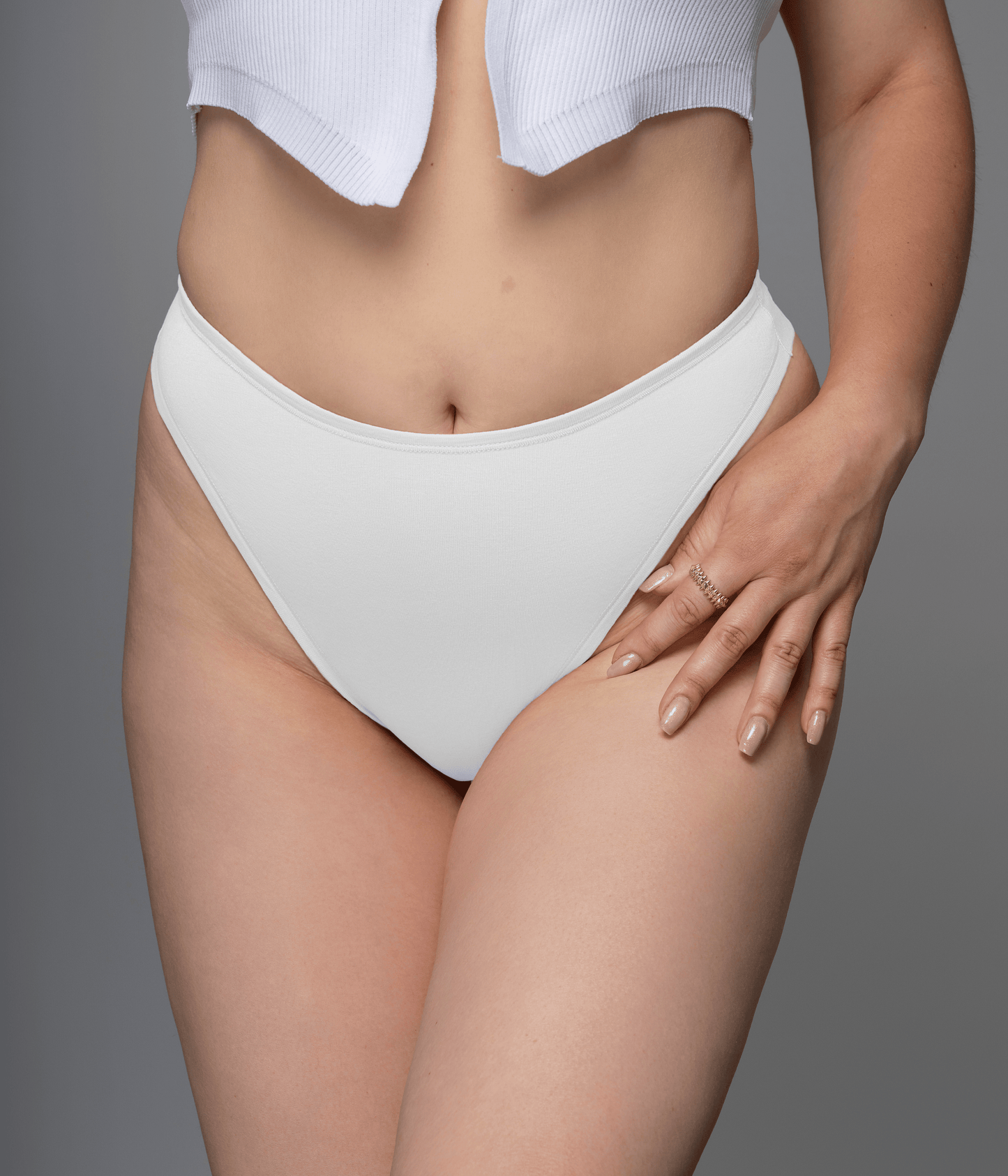 high waist thong in the color white