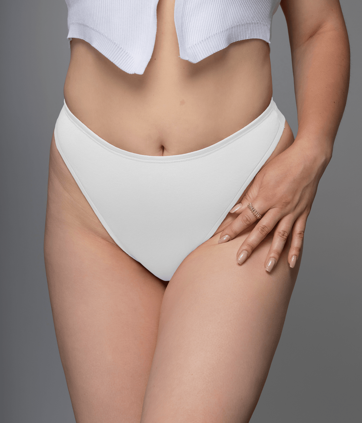 high waist thong in the color white